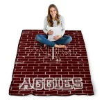 texas am aggies brick grid maroon quilt blanket best selling