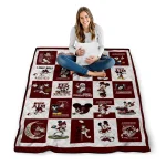 texas am aggies mickey mouse motif maroon white quilt blanket best selling