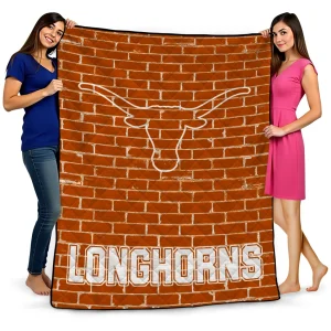 texas longhorns brick grid orange quilt blanket best selling