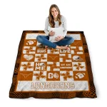 texas longhorns helmet heart orange quilt blanket best selling