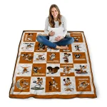 texas longhorns mickey mouse motif orange white quilt blanket best selling