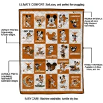 texas longhorns mickey mouse motif orange white quilt blanket best selling