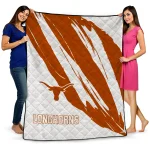 texas longhorns stroke art orange white quilt blanket best selling