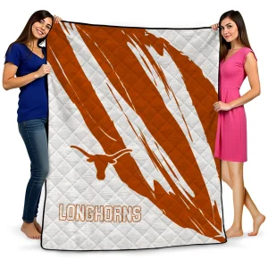 texas longhorns stroke art orange white quilt blanket best selling