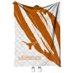 texas longhorns stroke art orange white quilt blanket best selling