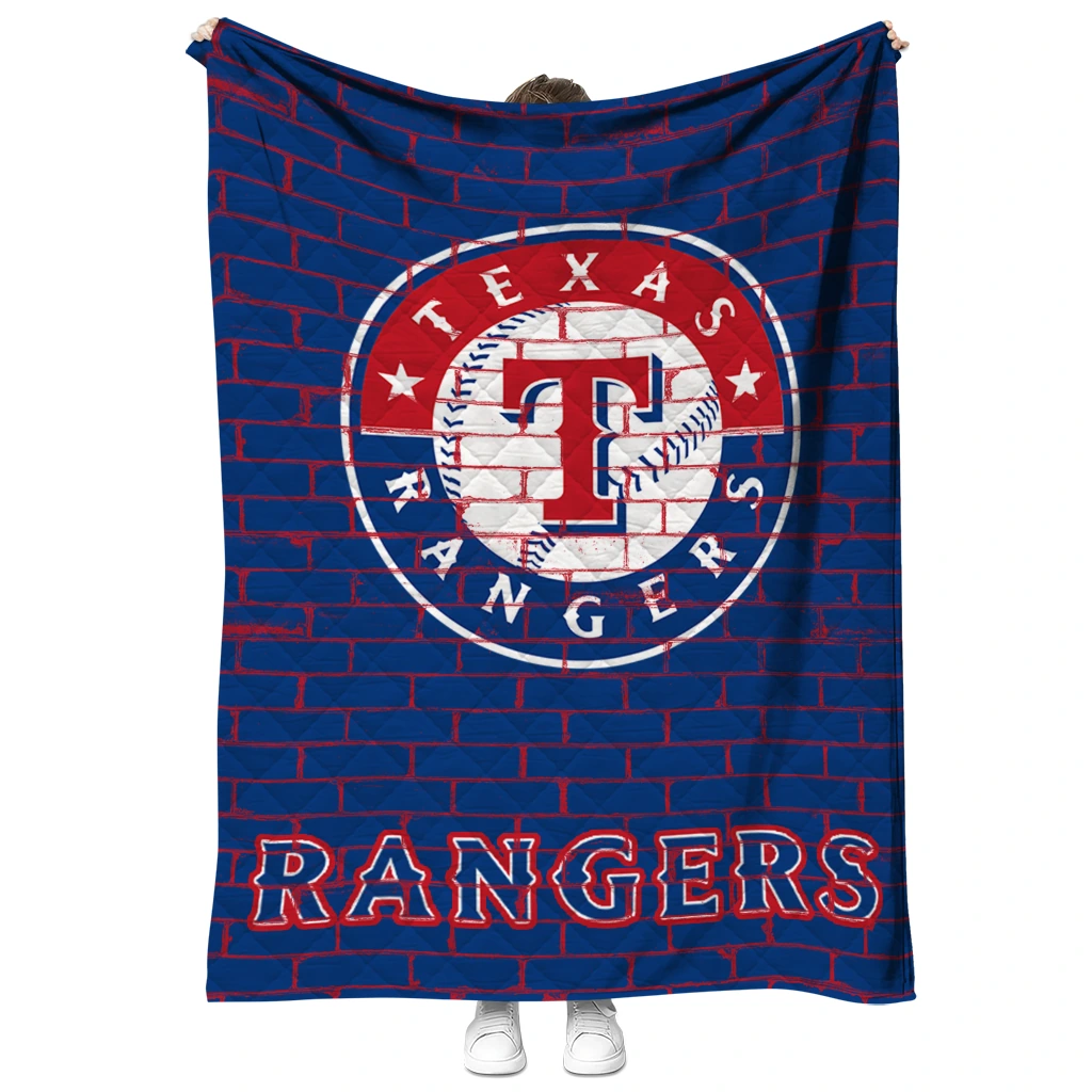 texas rangers brick grid blue quilt blanket fashion forward