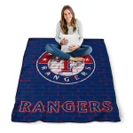 texas rangers brick grid blue quilt blanket best selling