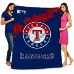 texas rangers league patch blue quilt blanket best selling