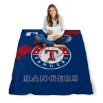 texas rangers league patch blue quilt blanket best selling