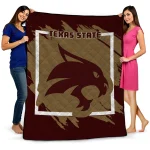 texas state bobcats block border maroon quilt blanket best selling
