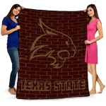 texas state bobcats brick grid maroon quilt blanket best selling
