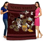 texas state bobcats disney football maroon quilt blanket best selling