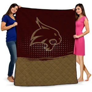 texas state bobcats dot illusion maroon quilt blanket best selling