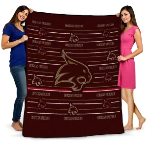 texas state bobcats handdrawn stripes maroon quilt blanket best selling