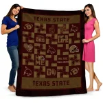 texas state bobcats helmet heart maroon quilt blanket best selling