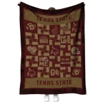 texas state bobcats helmet heart maroon quilt blanket best selling