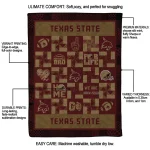 texas state bobcats helmet heart maroon quilt blanket best selling