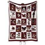 texas state bobcats mickey mouse motif maroon white quilt blanket best selling