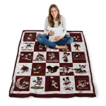 texas state bobcats mickey mouse motif maroon white quilt blanket best selling