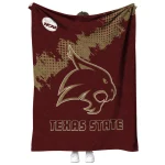 texas state bobcats paint trail maroon quilt blanket best selling