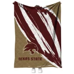 texas state bobcats stroke art maroon white quilt blanket best selling