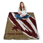 texas state bobcats stroke art maroon white quilt blanket best selling