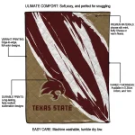 texas state bobcats stroke art maroon white quilt blanket best selling