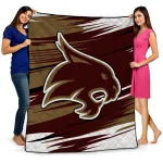 texas state bobcats wild lines maroon white quilt blanket best selling