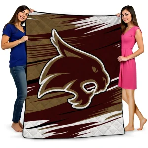 texas state bobcats wild lines maroon white quilt blanket best selling