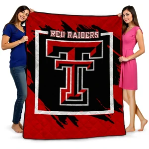 texas tech red raiders block border red quilt blanket best selling