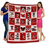 texas tech red raiders mickey mouse motif red white quilt blanket best selling