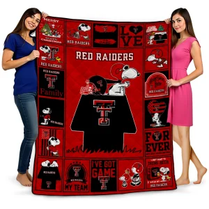 texas tech red raiders snoopy love red quilt blanket best selling
