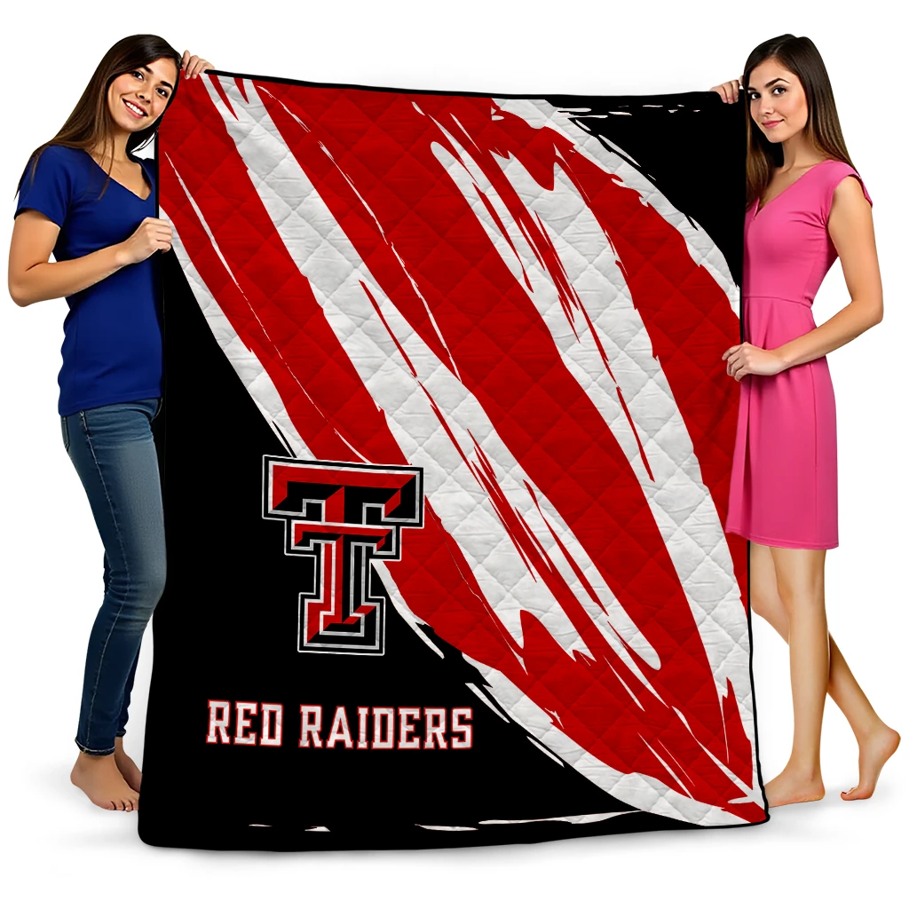 texas tech red raiders stroke art red white quilt blanket best selling