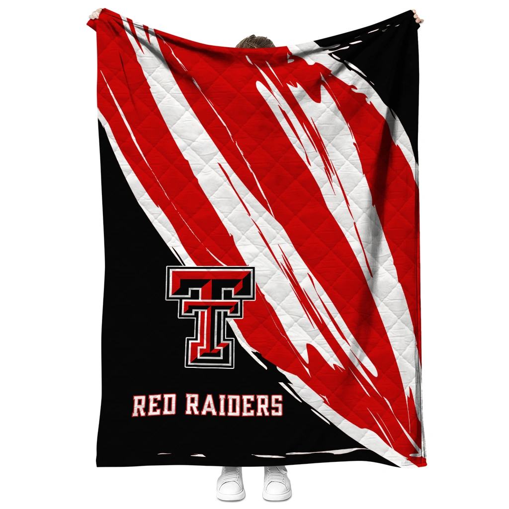 texas tech red raiders stroke art red white quilt blanket fashion forward