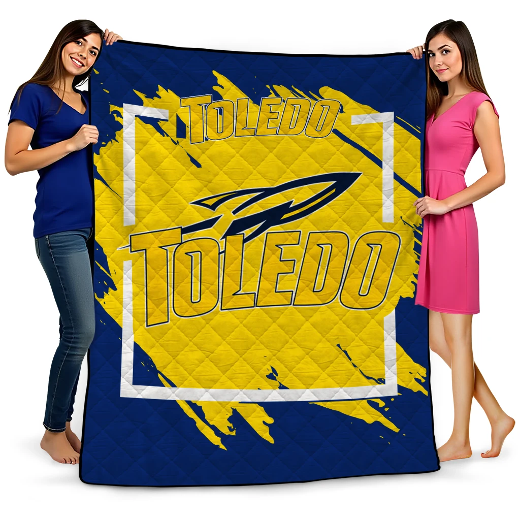 toledo rockets block border blue quilt blanket best selling toledo rockets block border blue quilt blanket best selling