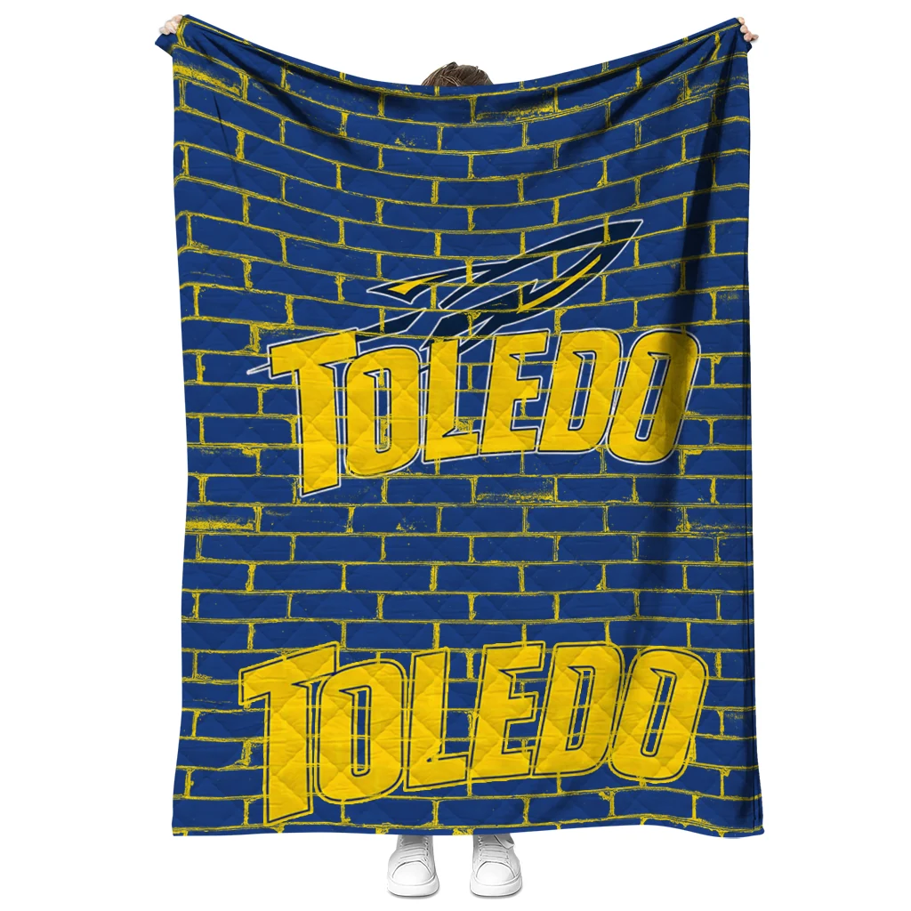 toledo rockets brick grid blue quilt blanket fashion forward toledo rockets brick grid blue quilt blanket fashion forward