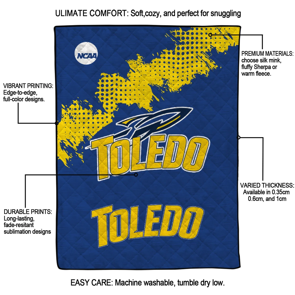toledo rockets paint trail blue quilt blanket latest model toledo rockets paint trail blue quilt blanket latest model