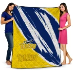 toledo rockets stroke art blue white quilt blanket best selling