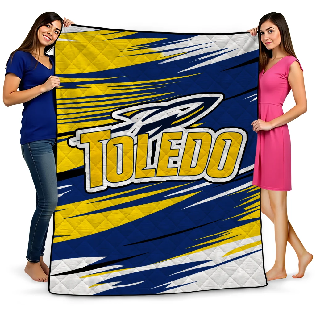 toledo rockets wild lines blue white quilt blanket best selling