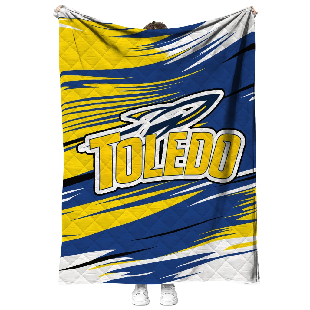 toledo rockets wild lines blue white quilt blanket fashion forward