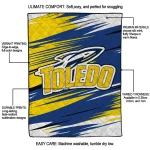 toledo rockets wild lines blue white quilt blanket best selling