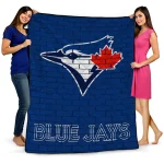 toronto blue jays brick grid blue quilt blanket best selling