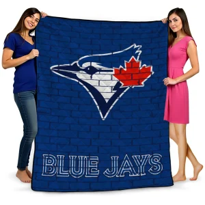 toronto blue jays brick grid blue quilt blanket best selling