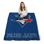 toronto blue jays brick grid blue quilt blanket best selling