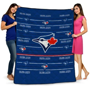 toronto blue jays handdrawn stripes blue quilt blanket best selling