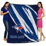 toronto blue jays stroke art blue white quilt blanket best selling