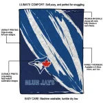 toronto blue jays stroke art blue white quilt blanket best selling