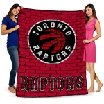 toronto raptors brick grid red quilt blanket best selling