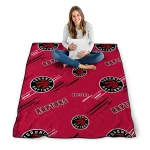 toronto raptors sketch lines red quilt blanket best selling