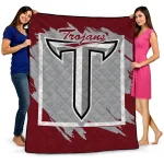 troy trojans block border red quilt blanket best selling